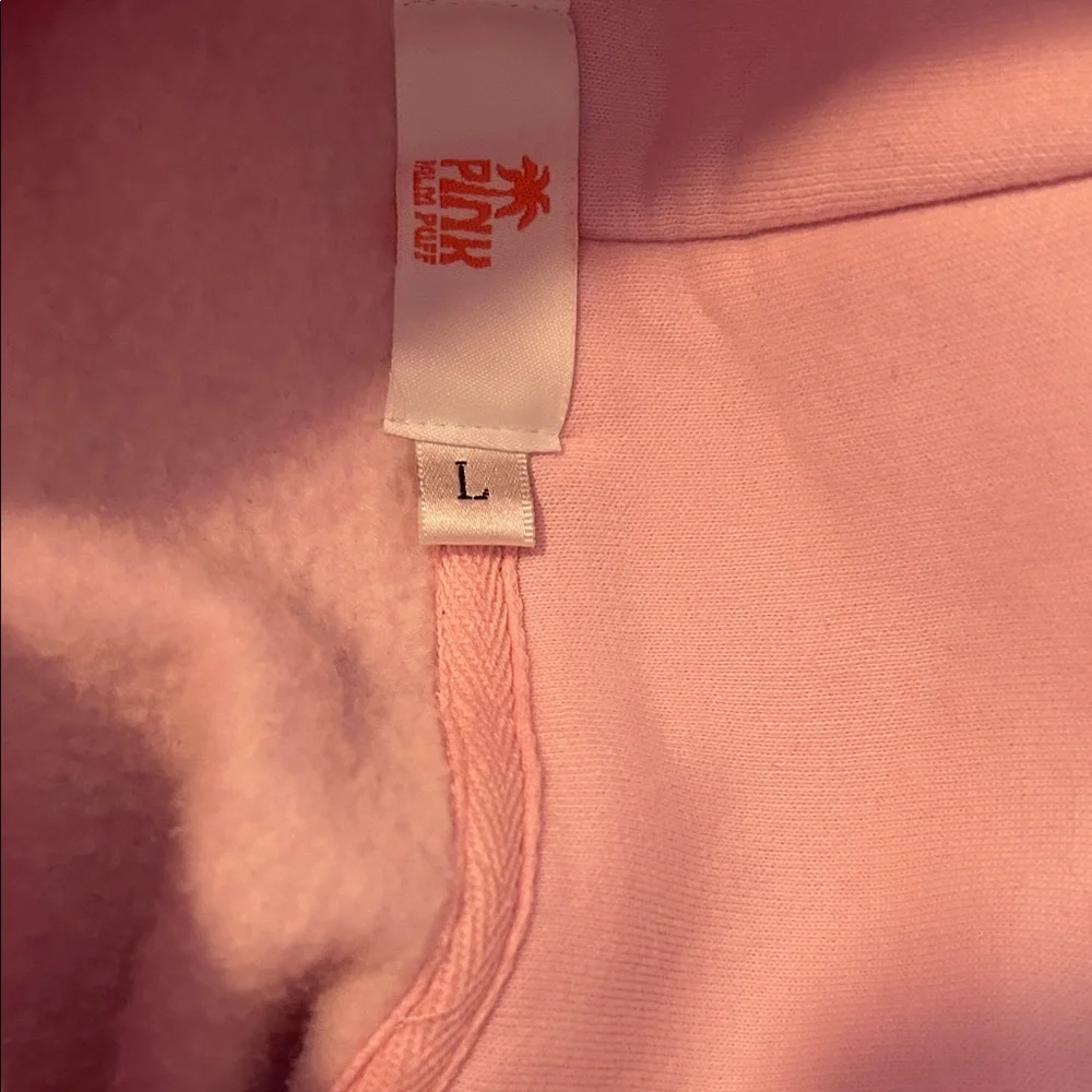 Pink Hoodie, pink palm puff brand. cozy warm beach hoodie. - Picture 4 of 8